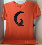 womens ladies m l xl or xxl short sleeve halloween orange shirt cat moon 1.jpg