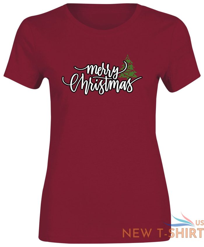 womens ladies merry christmas tree printed round neck casual t shirt tees 4.jpg