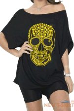 womens ladies one shoulder halloween printed batwing oversized baggy t shirt top 2.jpg