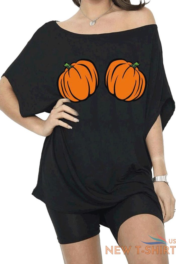 womens ladies one shoulder halloween printed batwing oversized baggy t shirt top 3.jpg