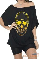 womens ladies one shoulder halloween printed batwing oversized baggy t shirt top 4.jpg