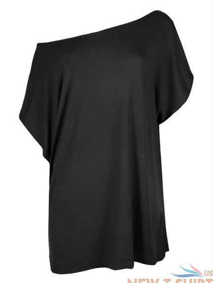womens ladies oversized baggy printed batwing sleeve one shoulder t shirt top 1.jpg