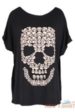 womens ladies oversized halloween grey skull butterfly flowers baggy t shirt top 1.jpg