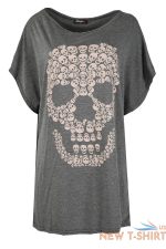 womens ladies oversized halloween grey skull butterfly flowers baggy t shirt top 2.jpg