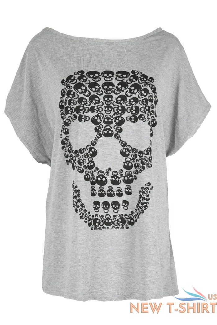 womens ladies oversized halloween grey skull butterfly flowers baggy t shirt top 6.jpg