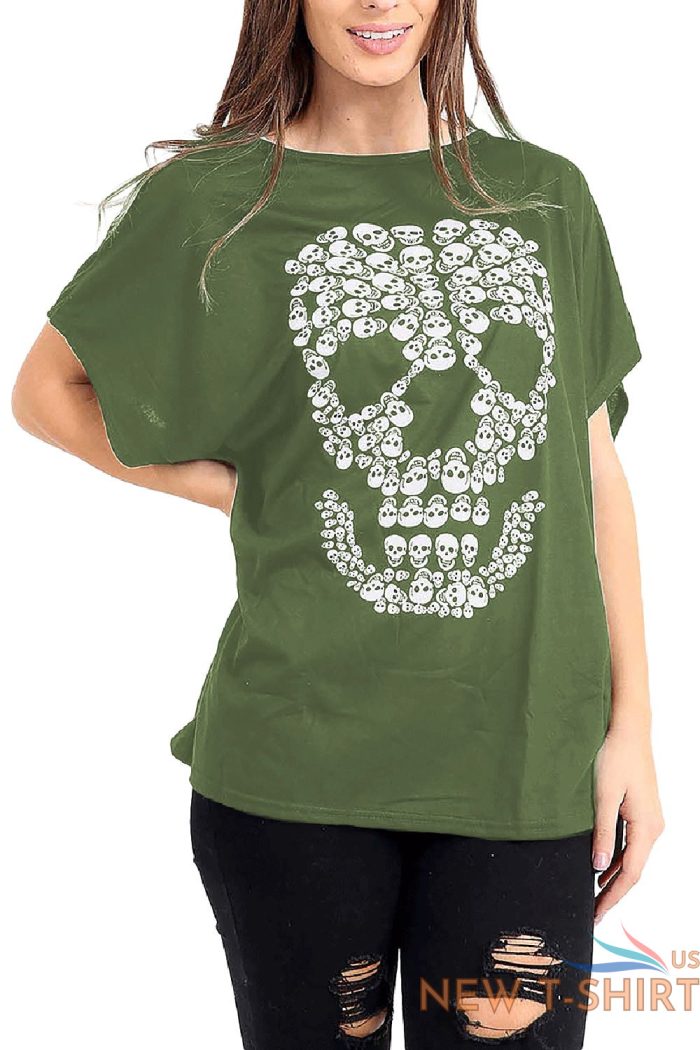 womens ladies oversized halloween grey skull butterfly flowers baggy t shirt top 8.jpg