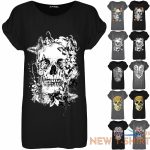 womens ladies oversized skull flowers turn up cap sleeve baggy tee top t shirt 0.jpg