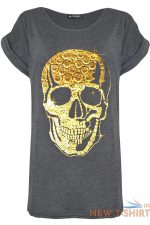 womens ladies oversized skull flowers turn up cap sleeve baggy tee top t shirt 5.jpg