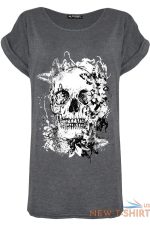 womens ladies oversized skull flowers turn up cap sleeve baggy tee top t shirt 9.jpg