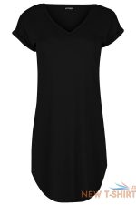 womens ladies plain curved hem turnup sleeve v neck oversize tunic t shirt dress 1.jpg