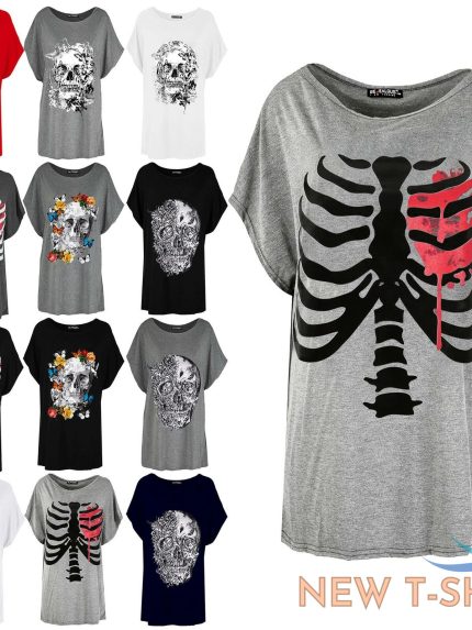 womens ladies scary halloween skeleton heart skull batwing lagenlook t shirt top 0.jpg