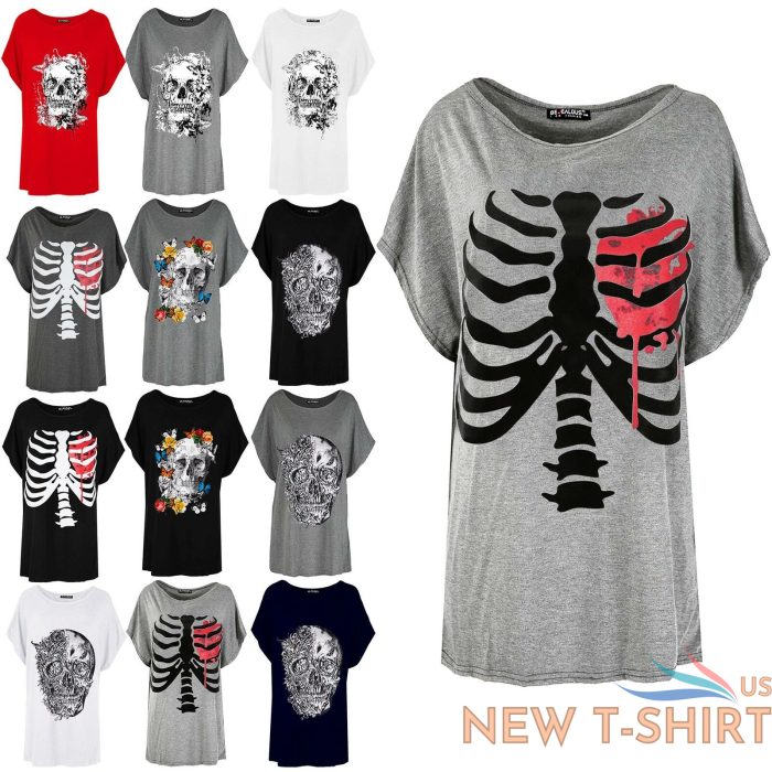 womens ladies scary halloween skeleton heart skull batwing lagenlook t shirt top 0.jpg