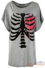 womens ladies scary halloween skeleton heart skull batwing lagenlook t shirt top 4.jpg