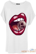 womens lips bitting skull head halloween one shoulder bardot t shirt ladies top 3.jpg