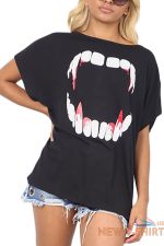 womens lips bitting skull head halloween one shoulder bardot t shirt ladies top 4.jpg