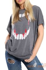 womens lips bitting skull head halloween one shoulder bardot t shirt ladies top 5.jpg