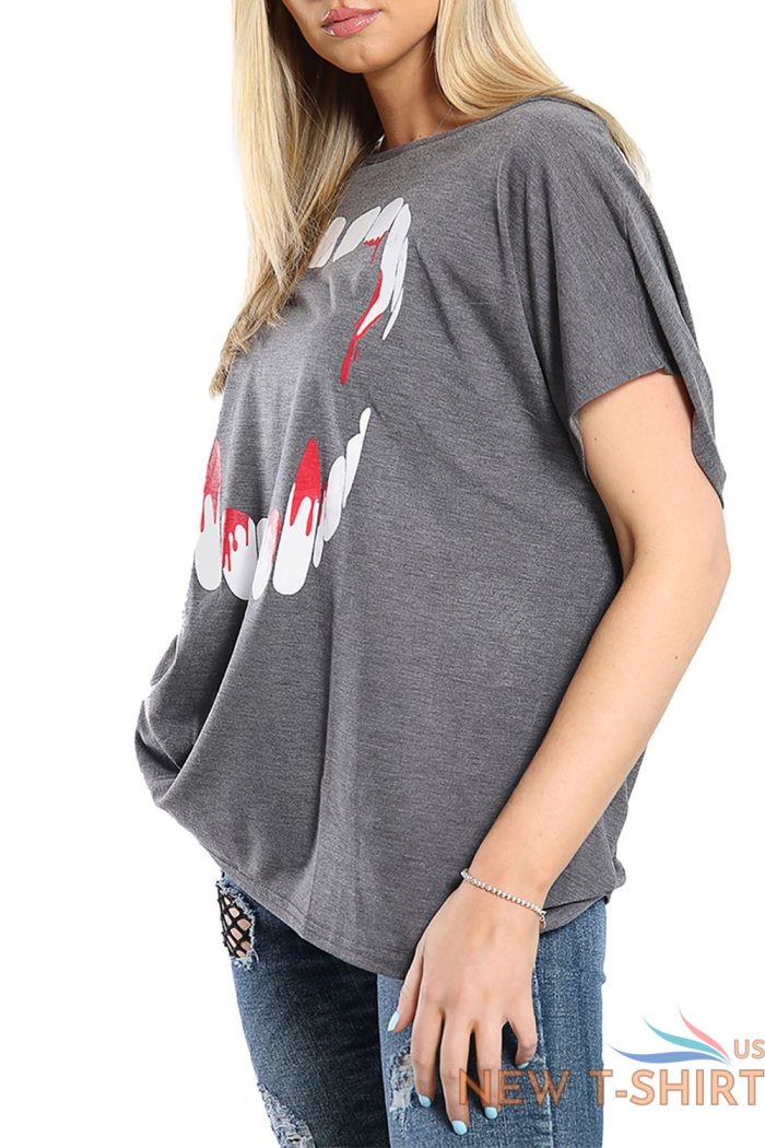 womens lips bitting skull head halloween one shoulder bardot t shirt ladies top 6.jpg