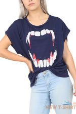 womens lips bitting skull head halloween one shoulder bardot t shirt ladies top 8.jpg