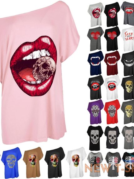womens lips bitting skull head oversized baggy top ladies halloween t shirt top 0.jpg