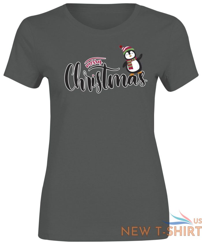 womens penguin merry christmas print tshirt girls tee short sleeve xmas sports 3.jpg