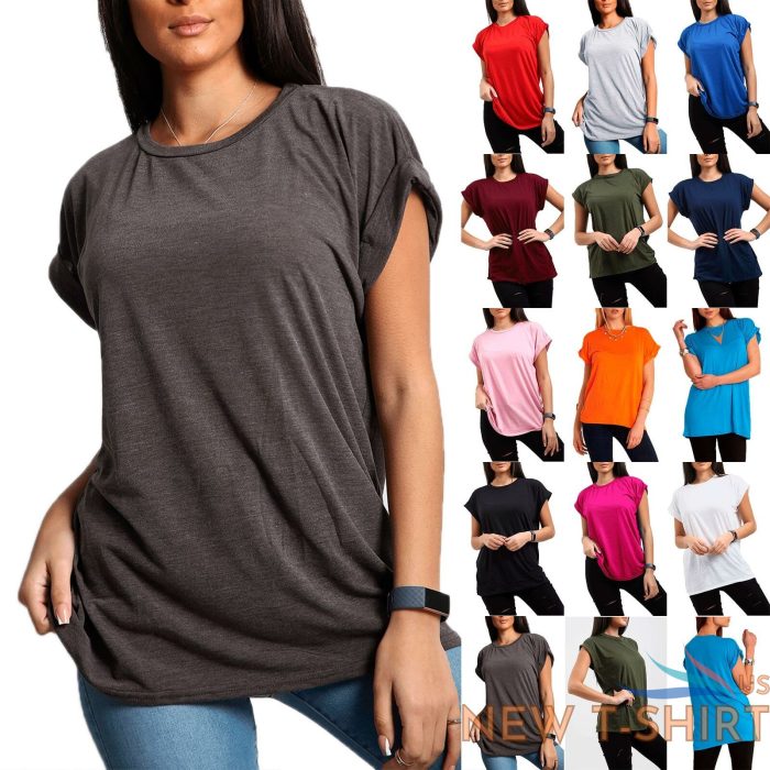 womens plain baggy oversized tee top ladies turn up cap sleeve t shirt 0.jpg