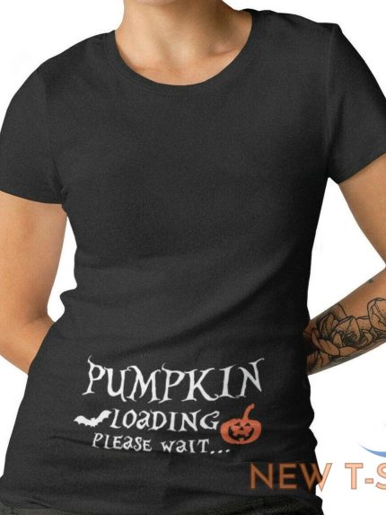 womens pumpkin loading t shirt halloween jack o lanterns baby reveal shower gift 0.jpg