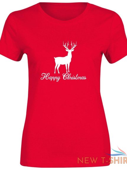 womens reindeer printed happy christmas t shirt xmas crew neck top tees 0.jpg
