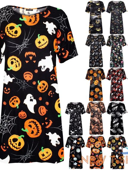 womens spooky cat ghost halloween ladies baggy lounge wear pj t shirt dress 0 1.jpg