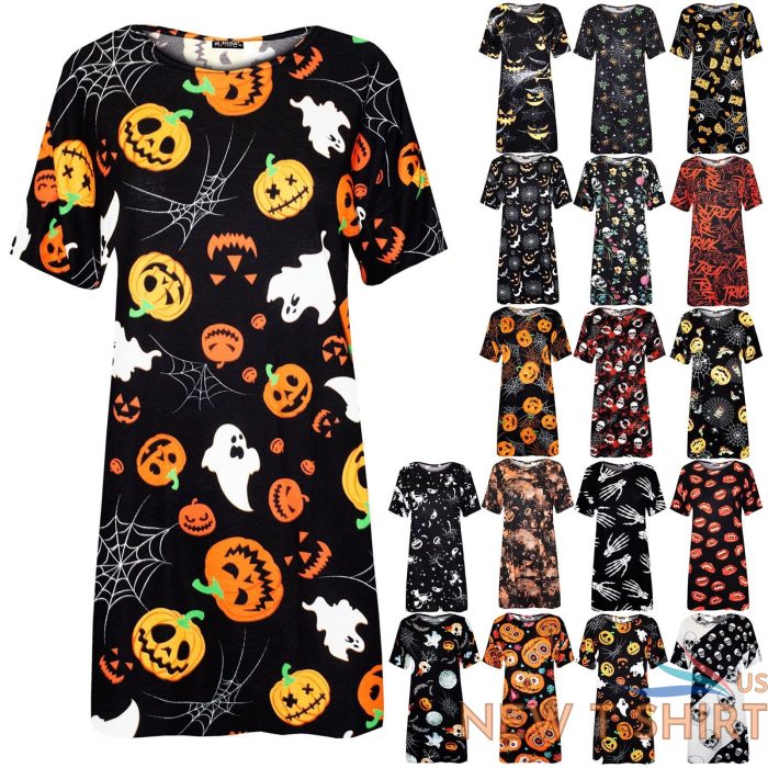 womens spooky cat ghost halloween ladies baggy lounge wear pj t shirt dress 0 1.jpg