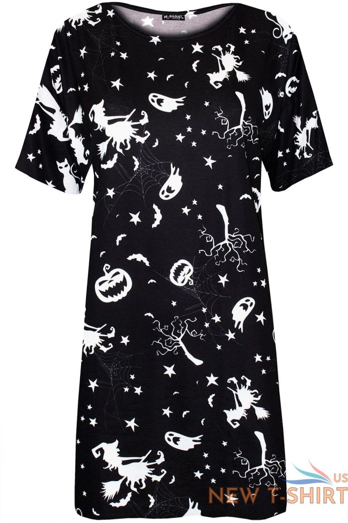 womens spooky cat ghost halloween ladies baggy lounge wear pj t shirt dress 1 1.jpg