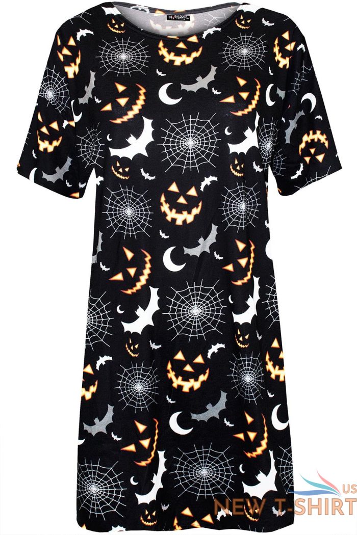 womens spooky cat ghost halloween ladies baggy lounge wear pj t shirt dress 5 1.jpg