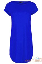 womens turnup sleeve oversize v neck baggy plain curved hem ladies t shirt dress 4 1.jpg