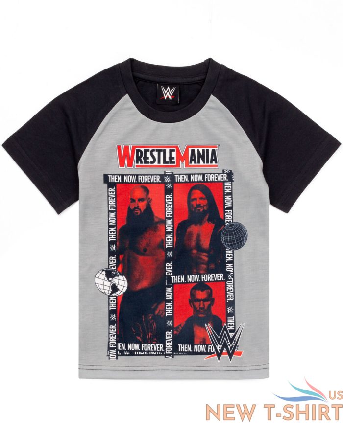 wwe pyjamas boys wrestle mania t shirt trousers kids pjs set 3.jpg