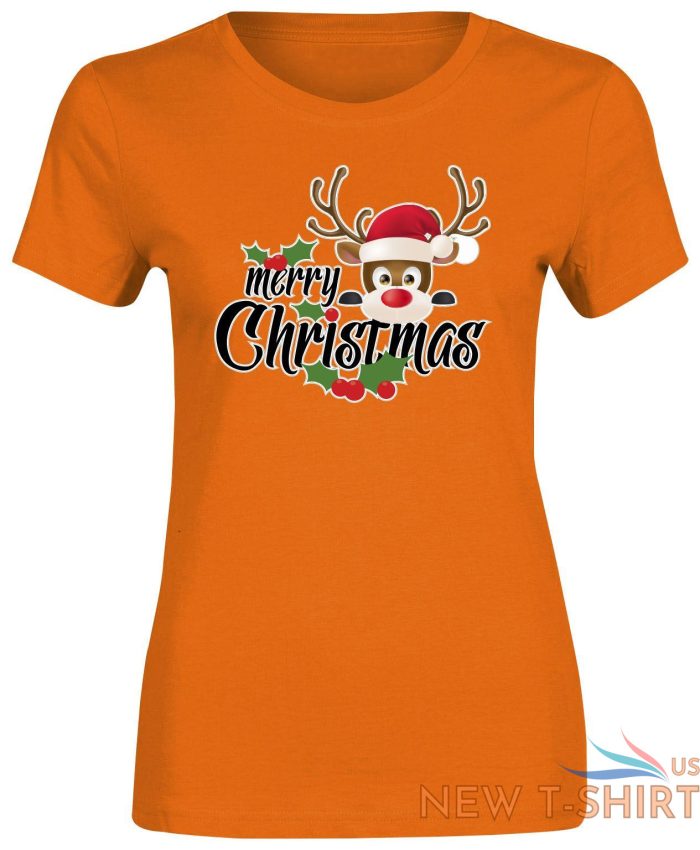 xmas reindeer print tshirt ladies girls merry christmas short sleeve cotton tee 7.jpg