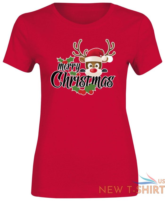 xmas reindeer print tshirt ladies girls merry christmas short sleeve cotton tee 9.jpg