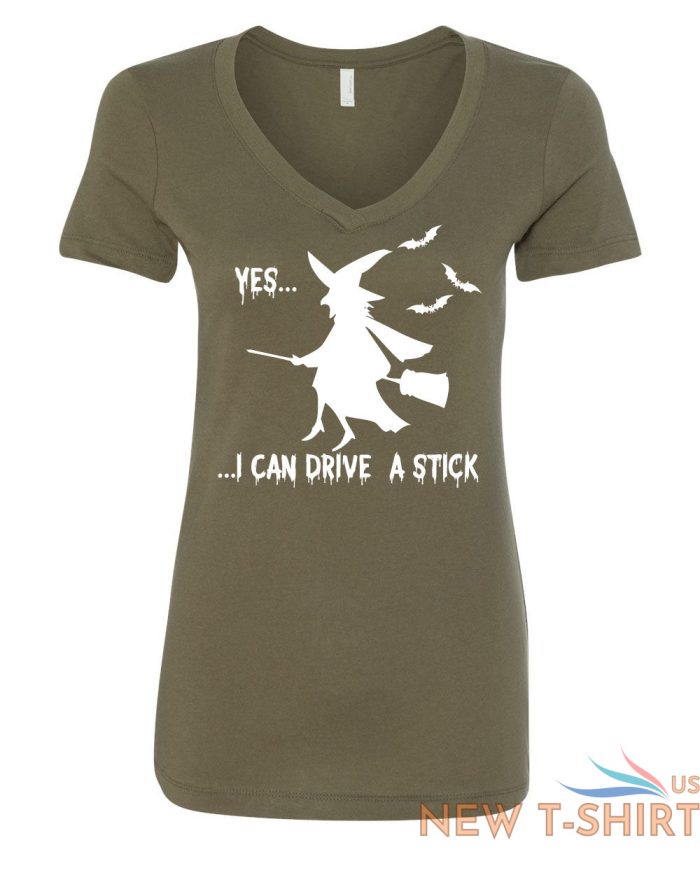 yes i can drive a stick v neck t shirt funny halloween witch 7.jpg