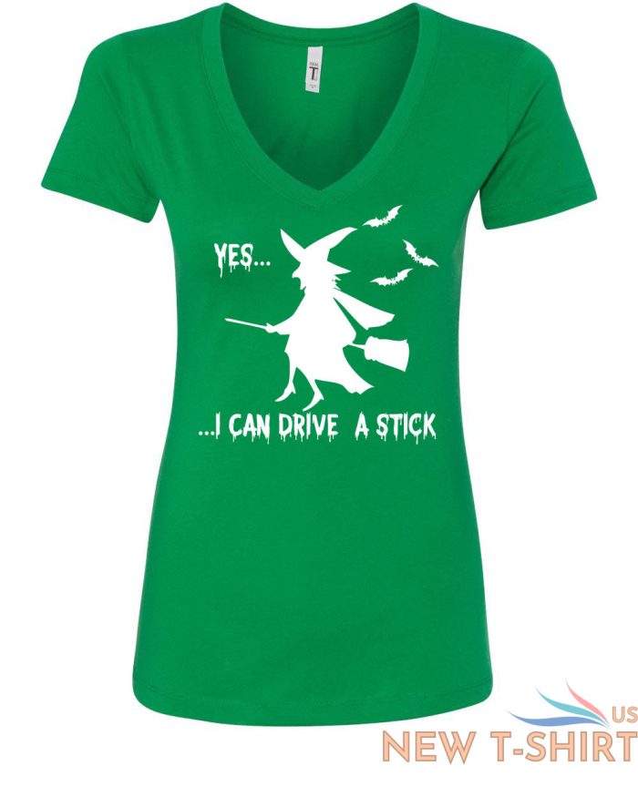 yes i can drive a stick v neck t shirt funny halloween witch 8.jpg