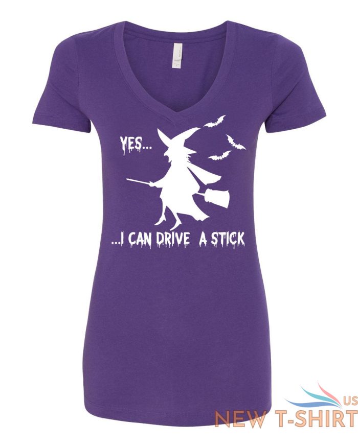 yes i can drive a stick v neck t shirt funny halloween witch 9.jpg