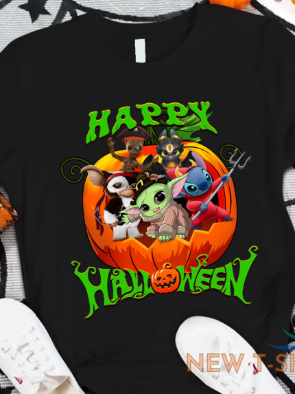 yoda stitch toothless in pumpkin halloween vibes happy halloween tshirt women 1.png