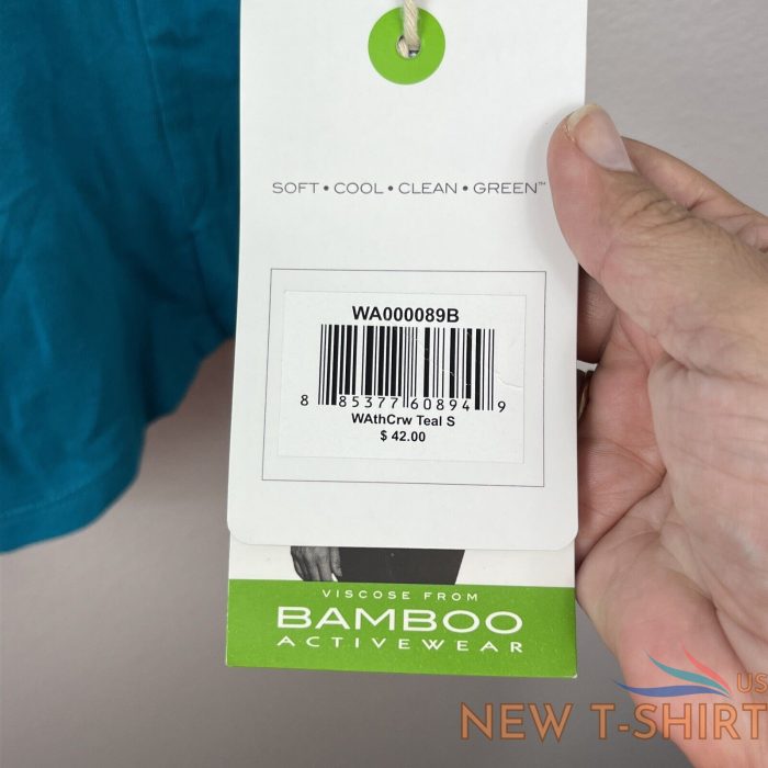 cariloha bamboo athletic crew t shirt teal t shirt fair trade cert size s nwt 5.jpg