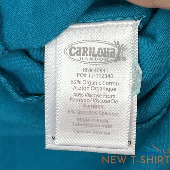 cariloha bamboo athletic crew t shirt teal t shirt fair trade cert size s nwt 7.jpg