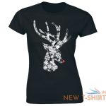 christmas reindeer with snowflakes black t shirt for women winter holiday tee 0.jpg