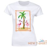 christmas tropical vacation with flamingos palm trees lights t shirt for women 0.jpg