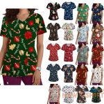 christmas unisex nursing uniform scrub short sleeve t shirt xmas blouse tee tops 0.jpg