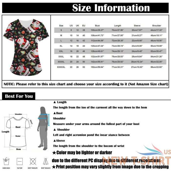 christmas unisex nursing uniform scrub short sleeve t shirt xmas blouse tee tops 1.jpg