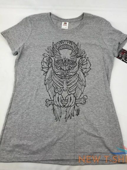 custom owl skeleton print medium women s t shirt gray 0.jpg