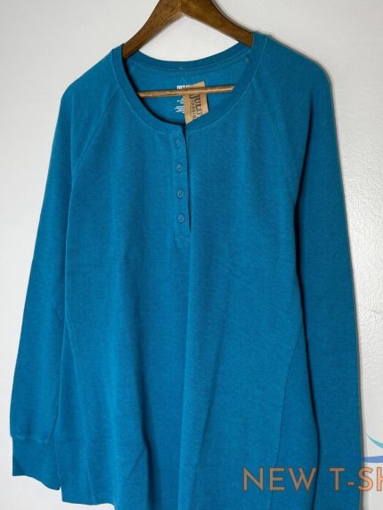 duluth trading co blue long sleeve waffle henley shirt plus size 2xl women s new 1.jpg