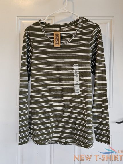duluth trading co women s green striped longtail t top scoop neck nwt sz m 0.jpg