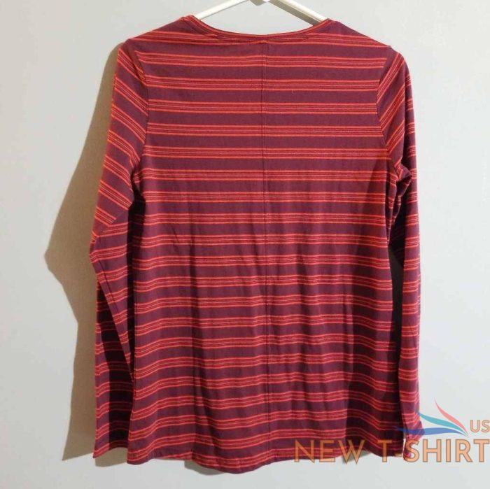 duluth trading co womens t shirt orange burgundy striped long sleeve crew s new 3.jpg