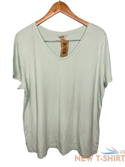duluth trading co womens xxl green v neck short sleeves tee shirt stretch new 0.jpg
